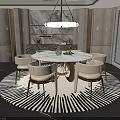 Round White Marble Dining Table And Chairs Set With Black And White Zebra Pattern Rug And Elegant Gold Legs