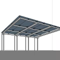 Rectangular Outdoor Canopy Structure With Metal Frame And Blue Shade Panels 3d model