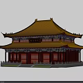 Ancient Chinese Architecture Traditional Design With Yellow Roof Red Pillars And Ornate Eaves