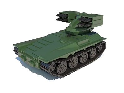 Green Military Armored Vehicle With Multiple Missile Launchers And Tracked Chassis 3d model