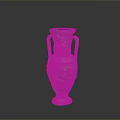 Green Ceramic Sculpted Vase With Two Handles And Intricate Carved Patterns