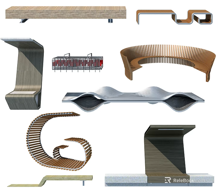 Modern Outdoor Chairs Showcasing Various Stylish Designs Wooden Metal Materials And Unique Shapes 3d model 