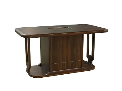 Modern Solid Wood Tea Table Rectangular Design With Lower Storage Shelf 3d model