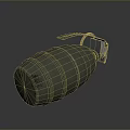 Green Military Hand Grenade Weapon With Metal Pin And Textured Surface
