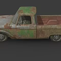 Old Rusty Vintage Truck With Weathered Body And Green Gray Patina