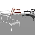 Modern Metal Outdoor Chairs With Armrests In White Red And Black
