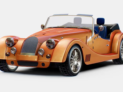 Orange Vintage Convertible Car With Classic Grille Large Wheels And Retro Design 3d model