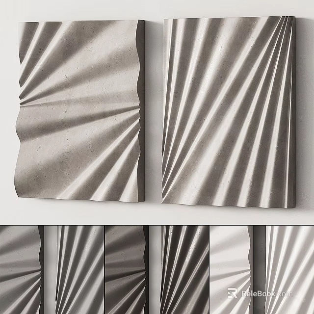 Modern Textured Wall Decor With Fan Shaped Patterns For Home Interior Design 3d model 