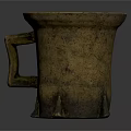 Vintage Brass Mug With Handle And Three Footed Base For Daily Use