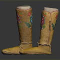 Traditional Handmade Yellow Boots With Colorful Floral Embroidery For Daily Use