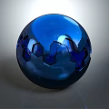 Blue Geometric Hollow Design Shiny Decorative Ornaments Set With Sphere For Home Decor