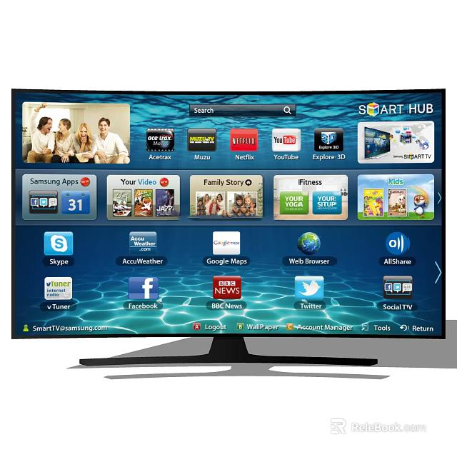 Smart TV With Smart Hub And Streaming Apps For Family Entertainment 3d model 