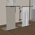 Brown And Silver Curtain For Bathroom With Shower Head And Wooden Floor