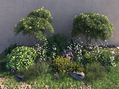 Landscape shrub combination shrub combination flower plant combination landscape shrub flower plant seed landscape green plant tropical shrub combination 3d model