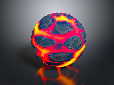 Abstract Colorful Sphere With Flowing Red Orange Blue Texture And Reflection 3d model