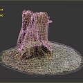 Natural Weathered Tree Stump Outdoor Scene With Gravel Base And Small Green Plants