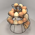 Brown and White Eggs Arranged in Multi Tiered Black Metal Rack