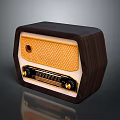 Vintage Computer Radio With Wooden Case Yellow Grille And Black Control Knobs
