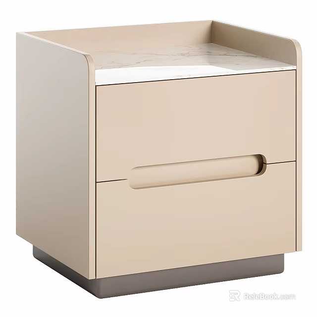 Modern Beige Chest of Drawers with Sleek Drawer Design and Marble Top 3d model 