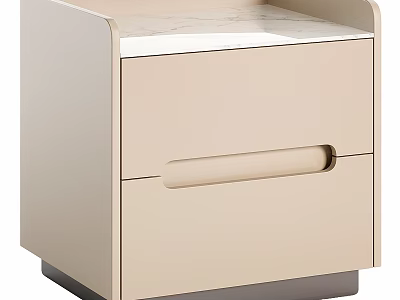 Modern Beige Chest of Drawers with Sleek Drawer Design and Marble Top 3d model
