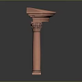 Decorative Pink Stone Archway With Fluted Columns And Carved Capitals