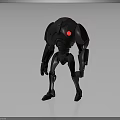 Black Mechanical Robot Character With Red Circular Emblem On Chest 3D Model Design