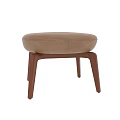 Round Brown Leather Stool With Wooden Legs And Comfortable Seat Design