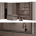 Modern Kitchen Interior Design With Stylish Cabinets And Stone Countertop Layout 3d model