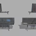 Stainless Steel Commercial Kitchen Equipment for Food Preparation with Sink Counter and Range Hood