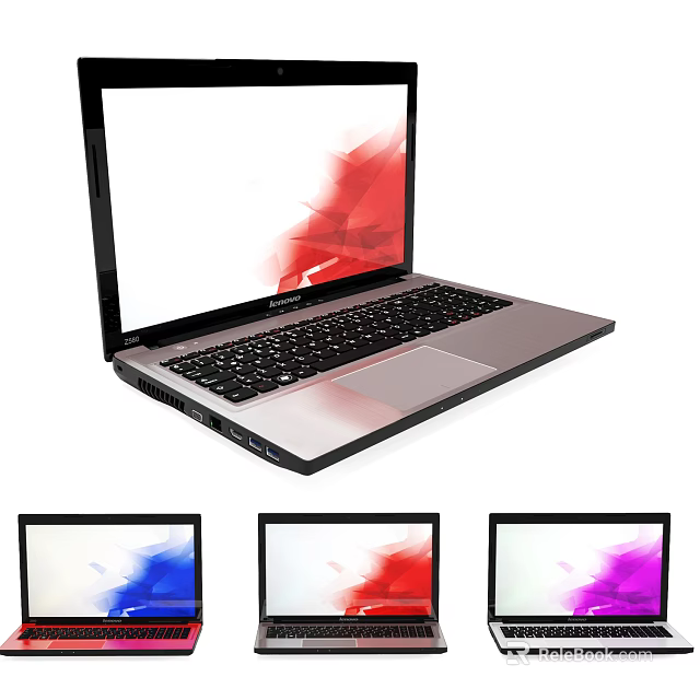 Sleek Laptop With Vibrant Colorful Screen Display And Multiple Color Options 3d model 