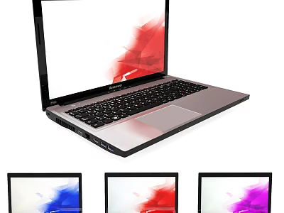 Sleek Laptop With Vibrant Colorful Screen Display And Multiple Color Options 3d model