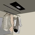 Modern Cloakroom With Ceiling Track Hangers Built in Light And Clothes