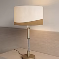 Modern Table Lamp with Beige Gold Shade Brass Clear Glass Base for Bedroom Nightstand