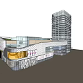 Modern Commercial Complex With High Rise Tower And Glass Curtain Wall Design