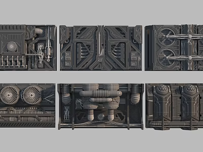 Industrial Equipment 3D Model Display With Mechanical Components Pipes Gears Control Panels And Vents 3d model