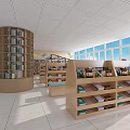 Cozy Reading Room with Wooden Bookshelves Books Green Cushions and Natural Light