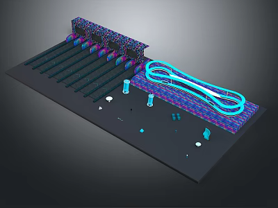 Advanced Electronic Equipment Module With Colored Components Connected Cables And Interface Ports 3d model