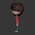 3D Cartoon Boy Game and Movie Character with Brown Hair Red Hoodie Blue Pants Standing