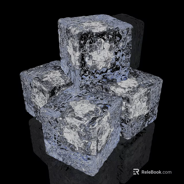 Stacked Ice Cubes With Crystal Structure And Glistening Transparent Surface 3d model 