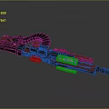 Red Black Mechanical Weapon Featuring Gear Structure Metal Parts And Transparent Components
