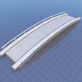Landscape Bridge With Arched Design White Railings Gray Deck On Blue Grid Surface