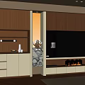 Modern Living Room TV Stand With Wooden Panels Built in Storage And LED Lighting