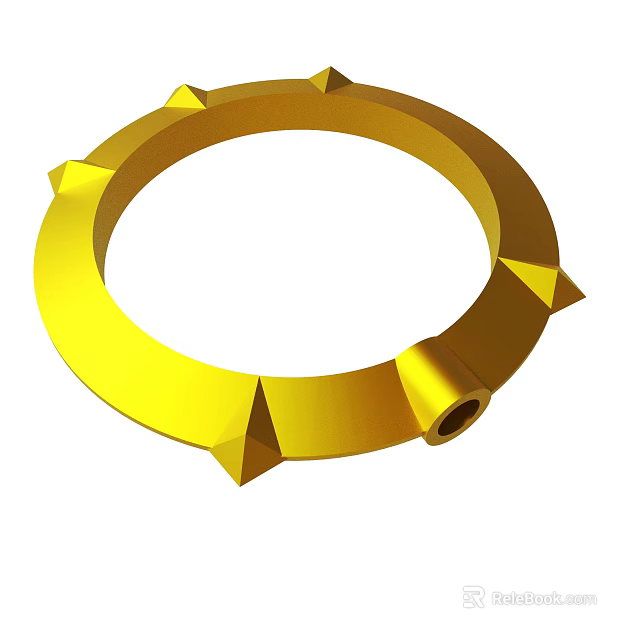 Golden Ring Shaped Object With Spikes And Central Hole Design 3d model