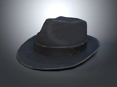 Classic Black Wide Brim Hat With Stylish Ribbon Band Design 3d model