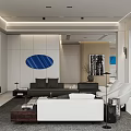 Modern Living Dining Room Interior With Sofa Coffee Table Floor To Ceiling Windows And Plants