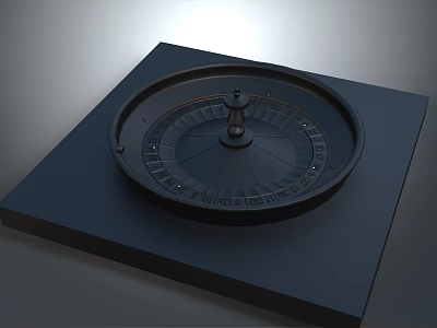 Modern Accent Furniture Piece With Black Circular Top Dark Square Base And Compass Details 3d model