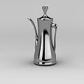 Tech Exhibition Hall Showcasing Modern Silver Metal Coffee Pot with Sleek Design