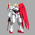 Smart Robot Mecha With White Body Red Wings And Yellow Horns Design