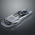Sleek Modern Speedboat With Silver Exterior Cockpit Deck And Reflective Surface 3d model