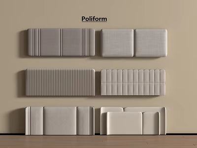 Poliform Upholstered Bed Headboards With Modern Designs Neutral Tones And Various Textures 3d model